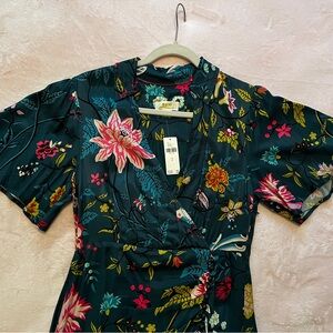 Anthropologie Maeve Floral Shirt Dress - Kimono Style Faux Wrap NWT